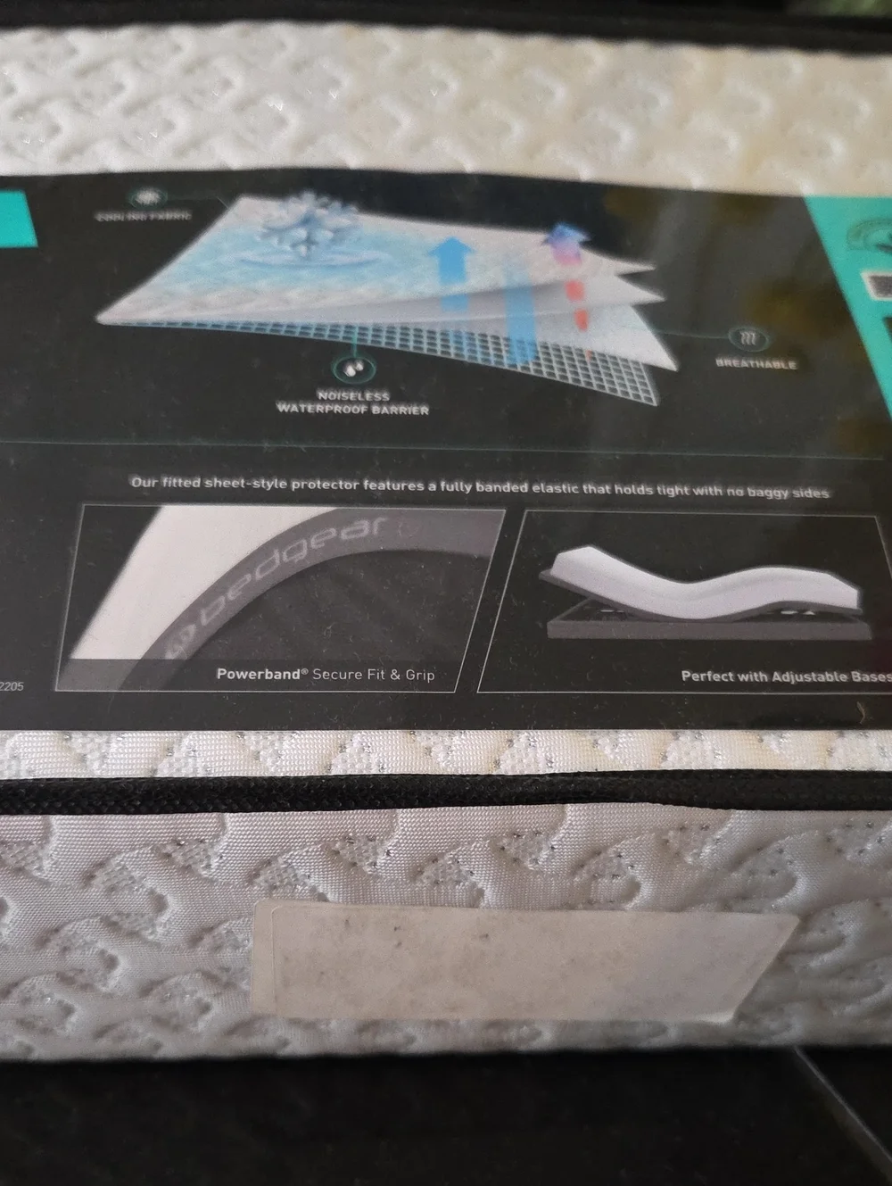 NEWedge Performance Instant Cooling Mattress Protector - White with Teal Accents